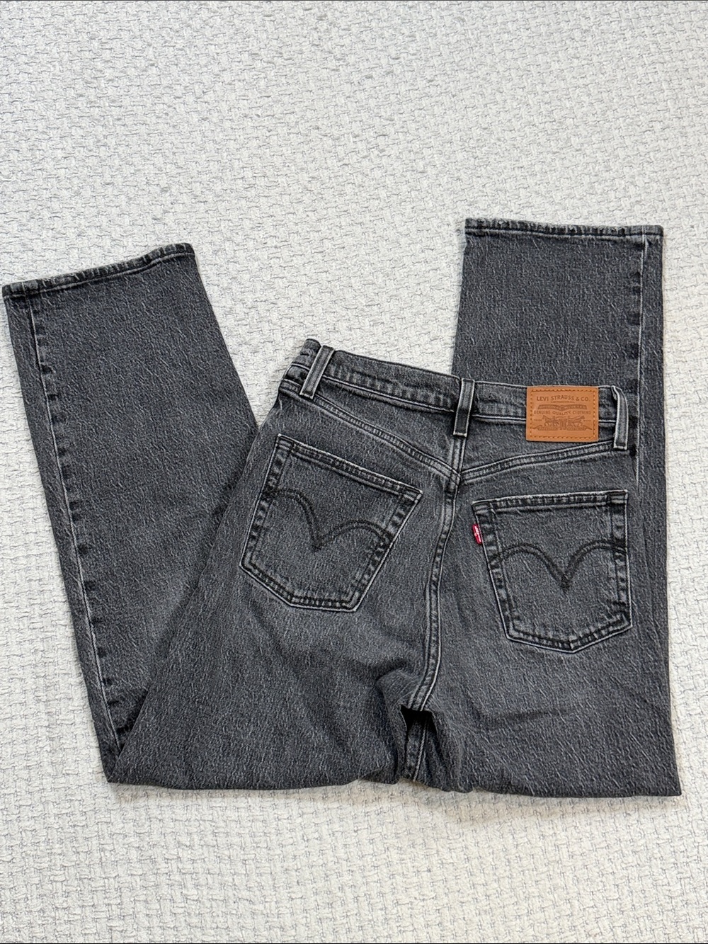 LEvi's Premium Ribcage Straight Ankle Jeans Denim High Rise Waist Gray Size 25